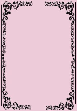 black foliage frame on pink clipart