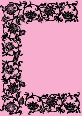 floral half frame design on pink clipart