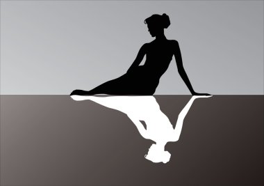 woman and reflection illustration clipart