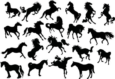 twenty horse silhouettes clipart