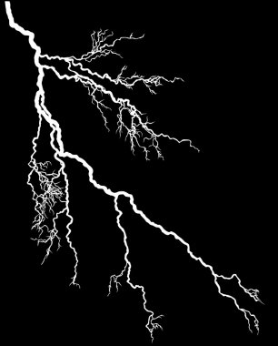 white lightning isolated on black clipart