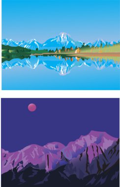 two mountain lanscapes clipart