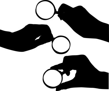 hand and magnifying silhouettes clipart