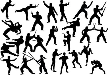 set of fighter silhouettes clipart