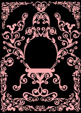 pink decorated floral frame clipart