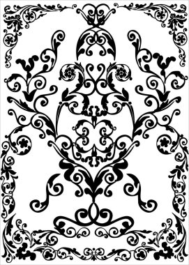 black symmetrical background with curls clipart