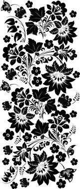 black stripe with four big flowers clipart