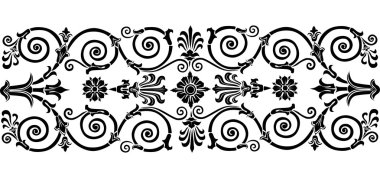 black floral stripe with curls clipart