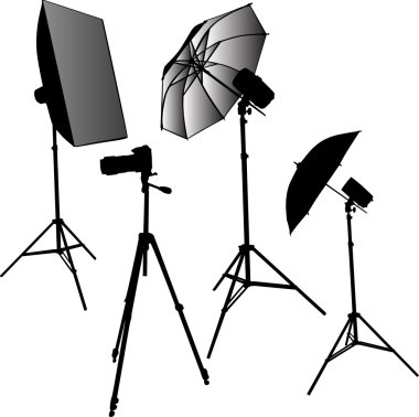 photo studio equipment isolated on white clipart