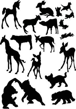 animal baby silhouettes clipart