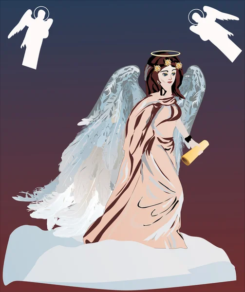 Angel with scroll — Stock Vector