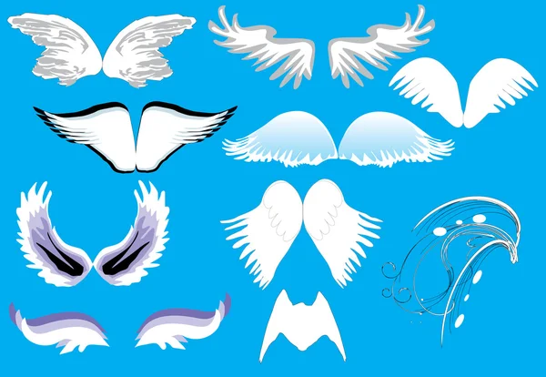 Sammlung weißer Flügel — Stockvektor