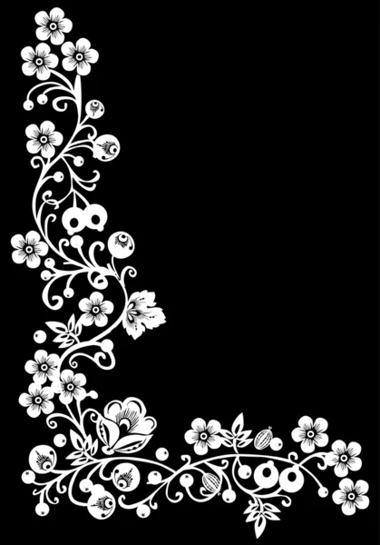 Coin blanc fleur et baie — Image vectorielle