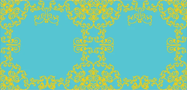 蓝色卷曲帧上的黄金 — 图库矢量图片