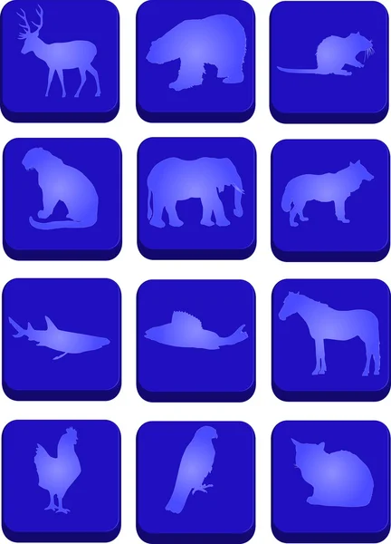 Tizenkét állat ikonok — Stock Vector