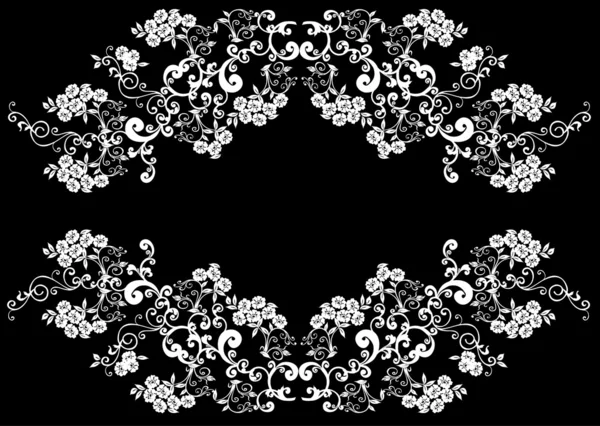 Deux branches de fleurs sur noir — Image vectorielle