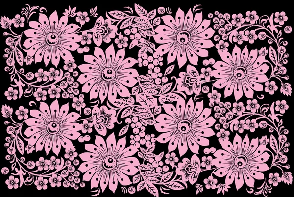 Sekiz büyük pembe çiçek tasarım — Stok Vektör