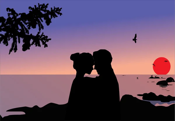 Мужчина и женщина возле моря — стоковый вектор