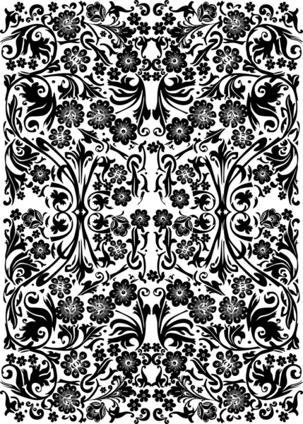 Traditionelles Muster mit schwarzen Blüten — Stockvektor