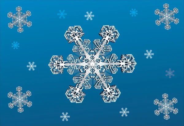 White and blue snowflake background — Stock Vector