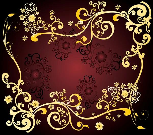 Motif floral fin de couleur marron et jaune — Image vectorielle