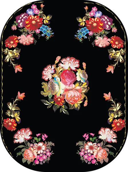 Diseño de flores en negro con rosas — Vector de stock