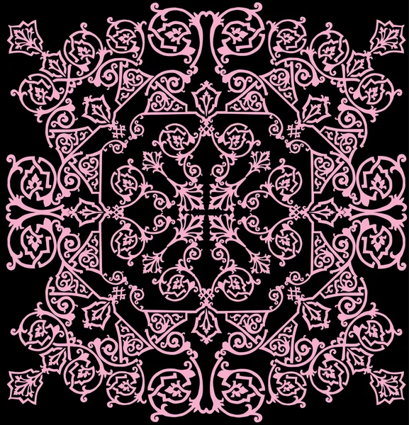 Rosa auf schwarzem Lockenquadrat — Stockvektor