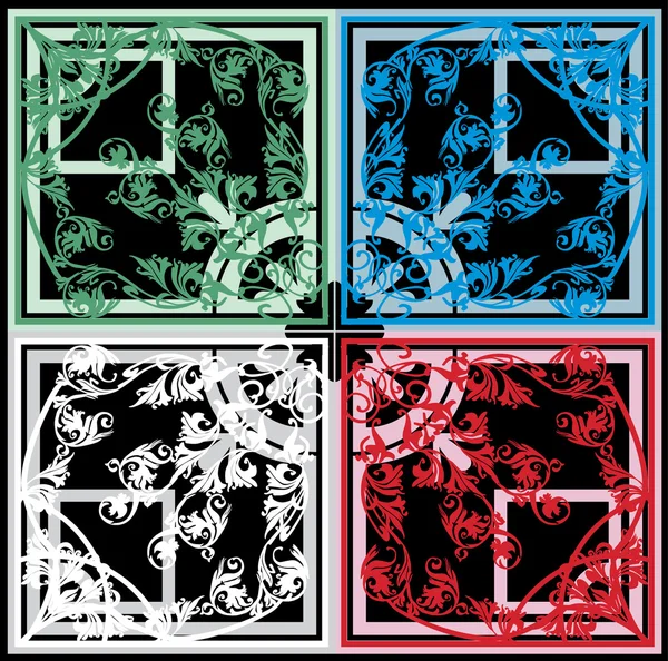 Decoração quadrada de quatro cores — Vetor de Stock