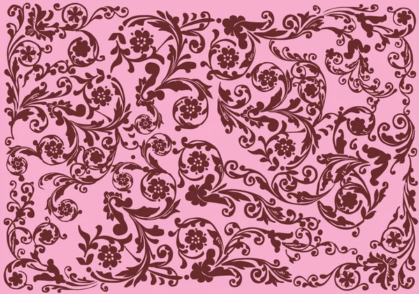 Brown op roze bloem achtergrond — Stockvector