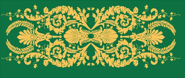 Amarillo sobre raya verde decorada — Vector de stock