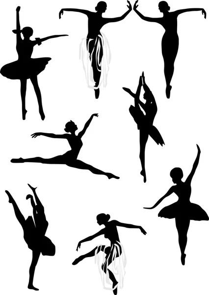 Ocho bailarines de ballet — Archivo Imágenes Vectoriales