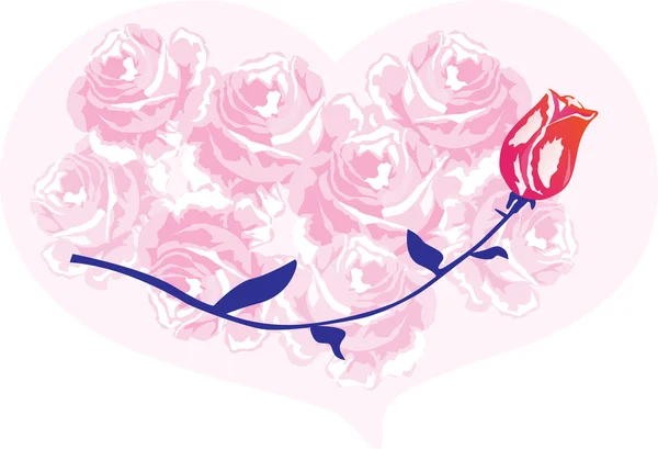 Rose rose coeur rose — Image vectorielle