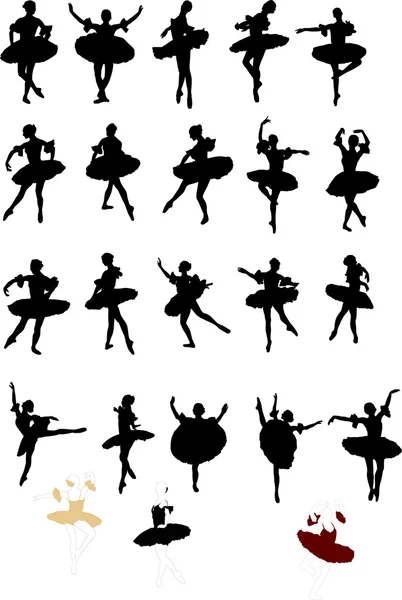 Collection of ballet dancers — Stock Vector