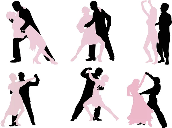Zwarte en roze dansers — Stockvector