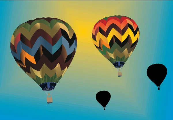Four balloons in blue sky — Stock Vector