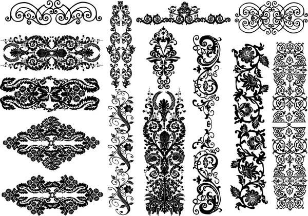 Collection of symmetric decorated strips — Stock Vector