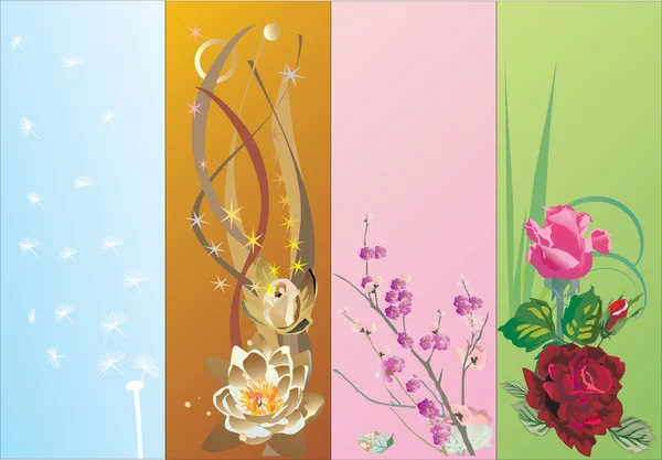 Четыре цветочные полоски — стоковый вектор