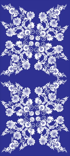 Decorazione a strisce di fiori blu e bianco — Vettoriale Stock