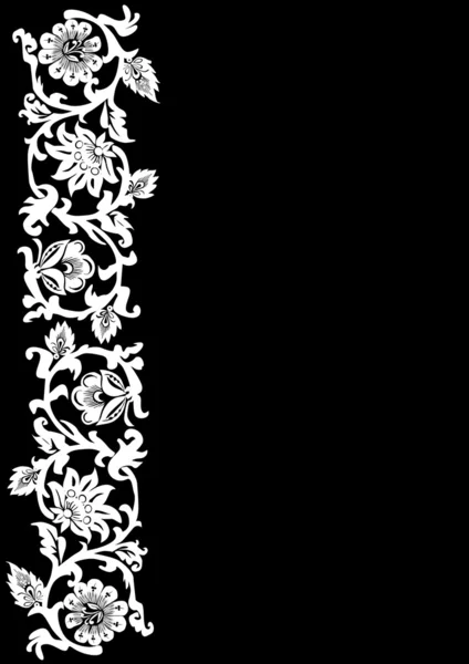 Simple white on black flower strip — Stock Vector