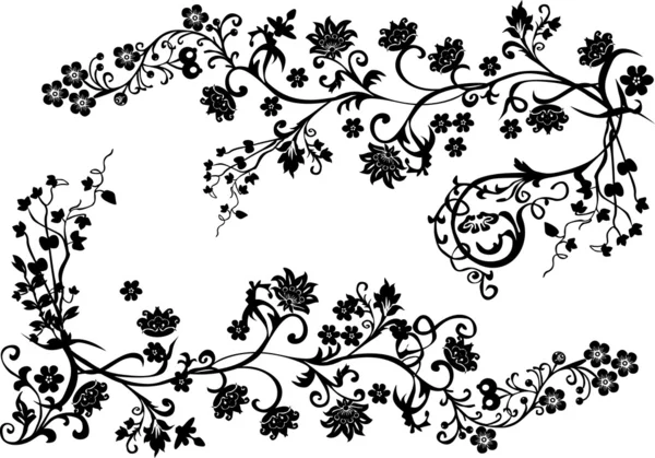 Две цветочные ветви рисунка — стоковый вектор