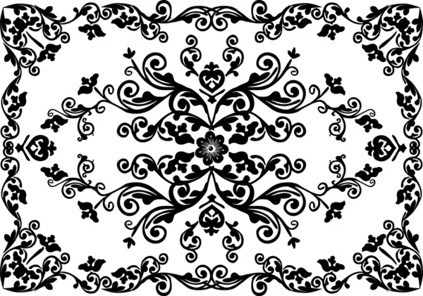 Design noir symétrique avec des fleurs — Image vectorielle