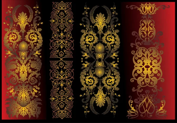 Collection de quatre bandes verticales dorées — Image vectorielle