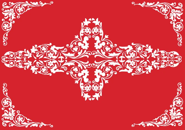 Blanc sur ornement simple rouge — Image vectorielle