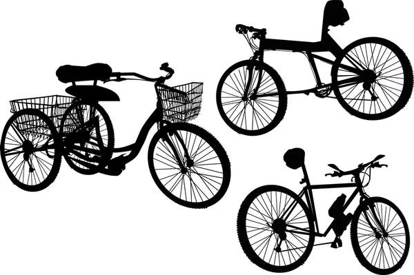 Bisiklet siluetleri koleksiyonu — Stok Vektör