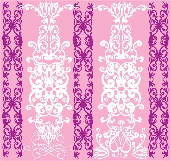 Tiras ornamentales rosas y blancas — Vector de stock