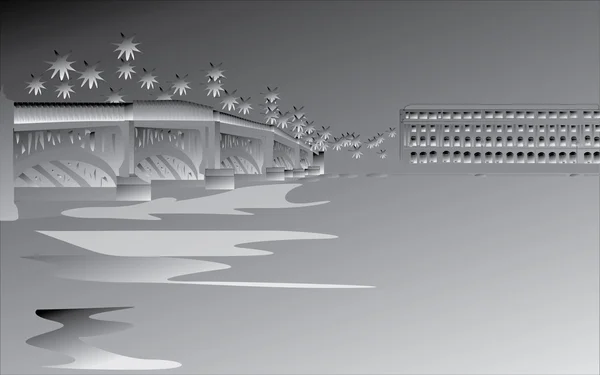 Pont au-dessus du fleuve — Image vectorielle