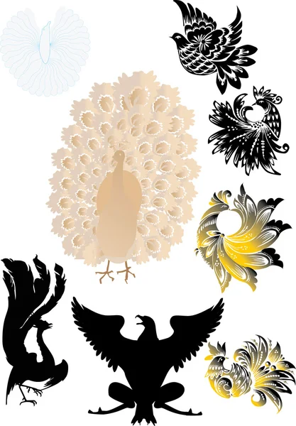 Вісім стилізована птахів — стоковий вектор