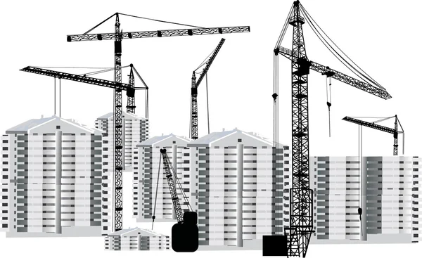 Ilustração cinza com construção de casa — Vetor de Stock