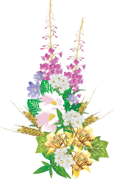 白の光の花の花束 — ストックベクタ