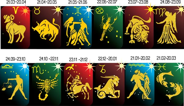 Coleção de símbolos do zodíaco — Vetor de Stock